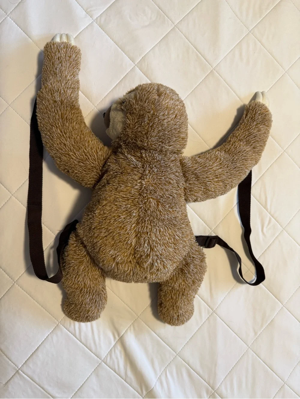 Plush Sloth Backpack - Secret Stash Pack - adjustable straps - Light Brown